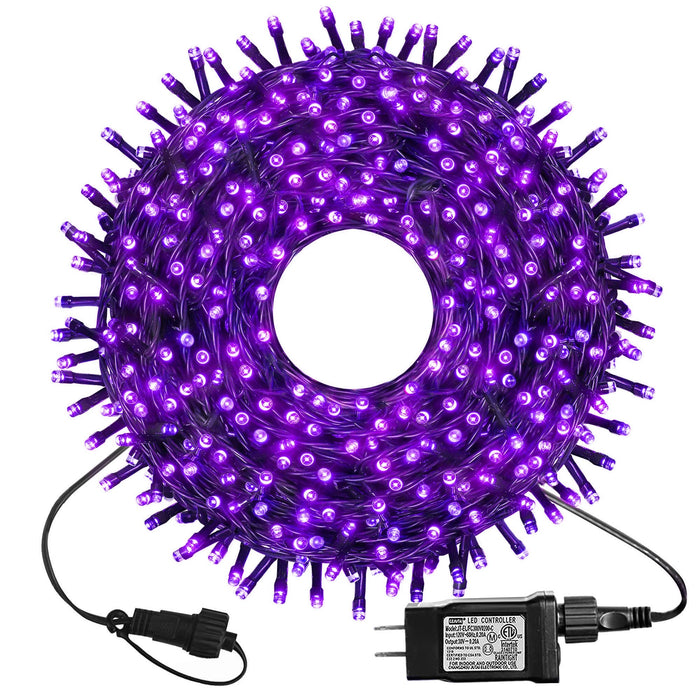 kemooie 300 LED Purple Halloween Lights, 99FT Connectable 8 Lighting Modes Plug in Fairy Lights, Waterproof for Outdoor, Halloween Christmas Wedding Party Garden Decorations (Purple