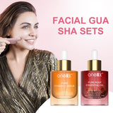 Gua Sha Massage Tools & Rose Oil & Vitamin C Serum in One Set for Facial Massage, Face Oil and Serum Gua Sha Pack, Anti Age Wrinkle and Dark Spot Face Skin Care Sets & Kits for Women