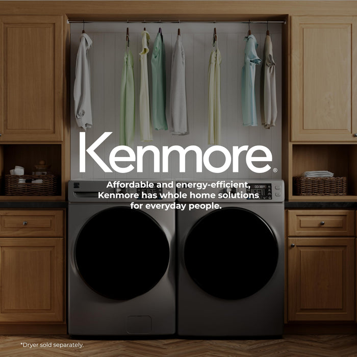 Kenmore 4.5 cu. ft. Front Load Washer with Stain Removing Steam Treatment - Reduce Laundry Time with Accela Wash - LED - ENERGY STAR Certified - Metallic Silver