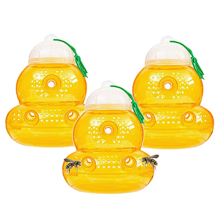 3 Pack Wasp Trap - for Wasps, Yellow Jackets, Hornets - No Seam on The Bottom - Eliminates Leaks