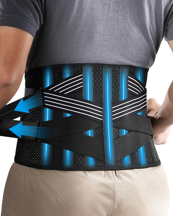 Fitomo Back Brace for Lower Back Pain Men Women, Back Support Belt for Intant Pain Relief from Sciatica Hernated Disc Scoliosis Sprain, Adjustable Support for Bending Sitting Standing Heavy Lifting