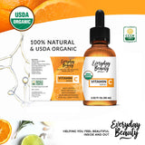 Organic Vitamin C Serum for Face - USDA Certified Facial Serum - Anti Aging For Fine Lines & Wrinkles - Potent Botanical Ingredients & Non GMO - 2.02 Fl Oz Glass Amber Bottle & Dropper