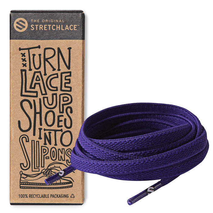 THE ORIGINAL STRETCHLACE - Flat Elastic Shoelaces, Stretch Shoe Laces for Adult Sneakers, Stylish Shoe Laces for Elderly, Kids, and People with Special Needs, Purple, 45in