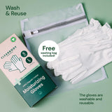 Clearbody Organics Medium White Organic Cotton Gloves 5 Pairs (10 Pcs) – 100% Organic Cotton Gloves for Dry Hands –Reusable Moisturizing Gloves for Cracked Hands Repair