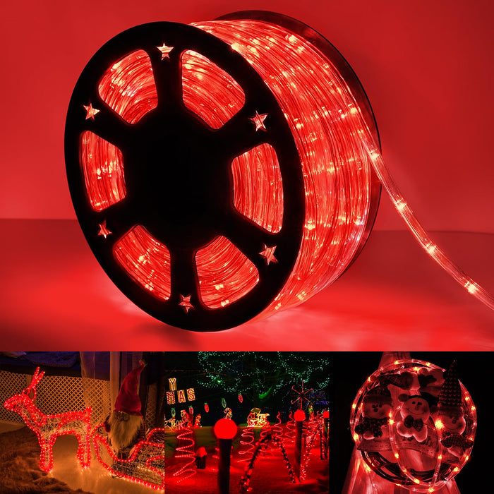100ft LED Rope Lights Outdoor, 720 LED Connectable and Flexible Tube Lights with 8 Modes, Waterproof LED Rope Lighting for Garden, Patio, Pool, Bedroom, Party, Indoor Outdoor Christmas Decor (Red)