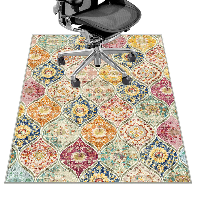 Office Chair Mat for Hardwood Floor & Tile Floor,36"X 48" Heavy Duty Desk Chair Mat for Hard Floors, Under Desk Rug for Rolling Computer Chair,Anti Slip,Low Pile Carpet Floor Protector-Multi