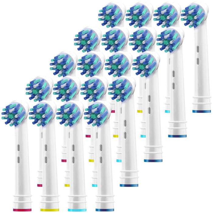 Replacement Brush Heads for Oral B- Pack of 20 Cross Generic Electric Toothbrush Heads for Oralb Braun- Crossact Toothbrushes Compatible with Most Oral-B Bases- Quality Action Bristles