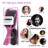 4Pcs Hair Brushes for Women, Hair Comb for Women and Detangling Paddle Brush, Great On Wet or Dry Hair, No More Tangle Hair Brush Set for Straight Long Thick Curly Natural Hair (Pink)