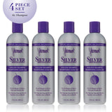 Jhirmack Silver Brightening Purple Shampoo Set of 4 for all types of silver, grey, and blonde hair