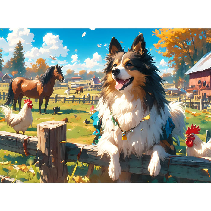 500 Pieces Puzzles for Adult Jigsaw Puzzle 500 Piece Puzzle Children Elderly Puzzle Dog Farm Puzzle Gift for Mom Dad Family Friend Family Activity Games Home Decor Wall Art 20.5x15IN