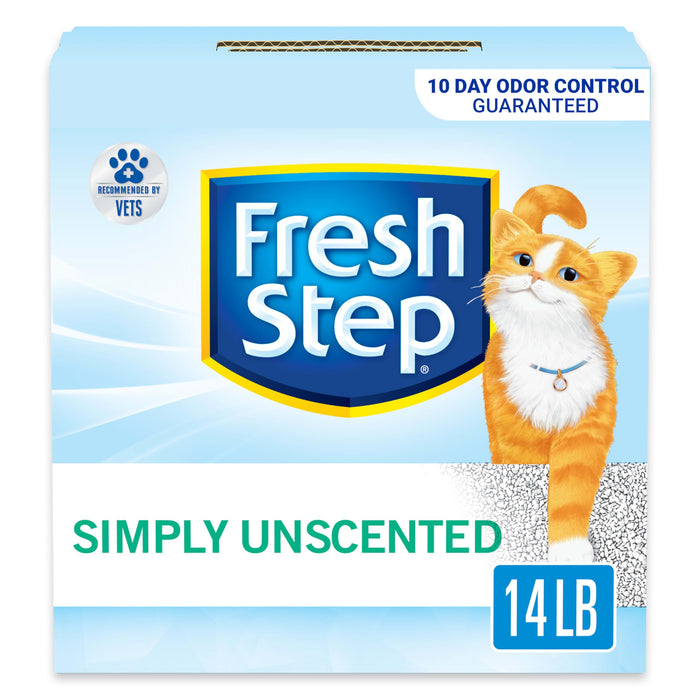 Fresh Step Simply Unscented Clumping Litter, Fresh Step Unscented Cat Litter With Activated Charcoal Technology, 14 lb. Box