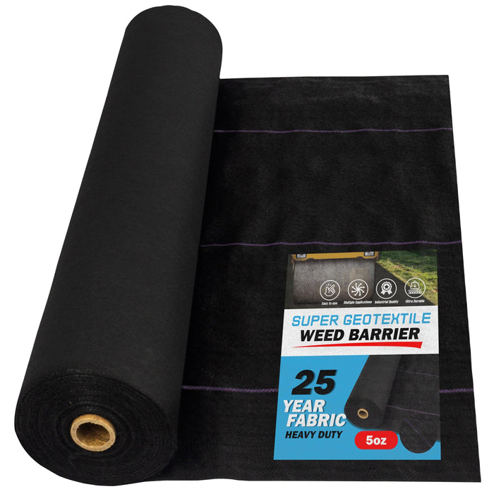 Super Geotextile Professional 5oz Geotextile Weed Barrier Fabric - Heavy Duty Landscape Fabric for Gardening, Landscaping, Weed Fabric (4x100)