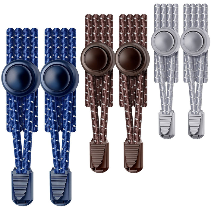 UpUGo Elastic Shoe Laces, 3 Pairs No Tie Shoe Laces Tieless for Kids, Adults, Elderly, One Size Fit All