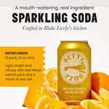 Betty Buzz Meyer Lemon Club Soda, Premium Sparkling Soda by Blake Lively (12 pack Cans) | Natural Flavors & Sweeteners, Only Clean Ingredients