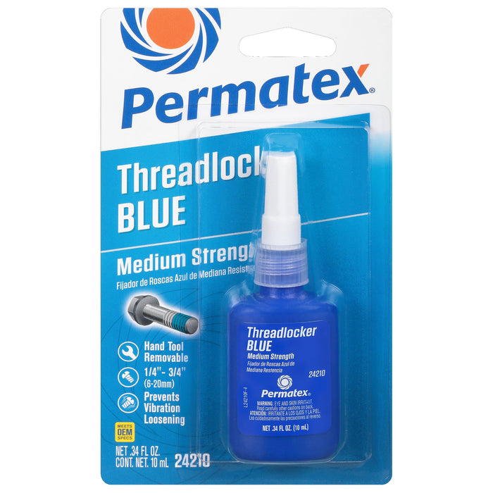 Permatex 24210 Medium Strength Threadlocker Blue, 10 ml, Automotive Threadlocker For Preventing Bolts From Loosening And Corrosion, Removable With Hand Tools