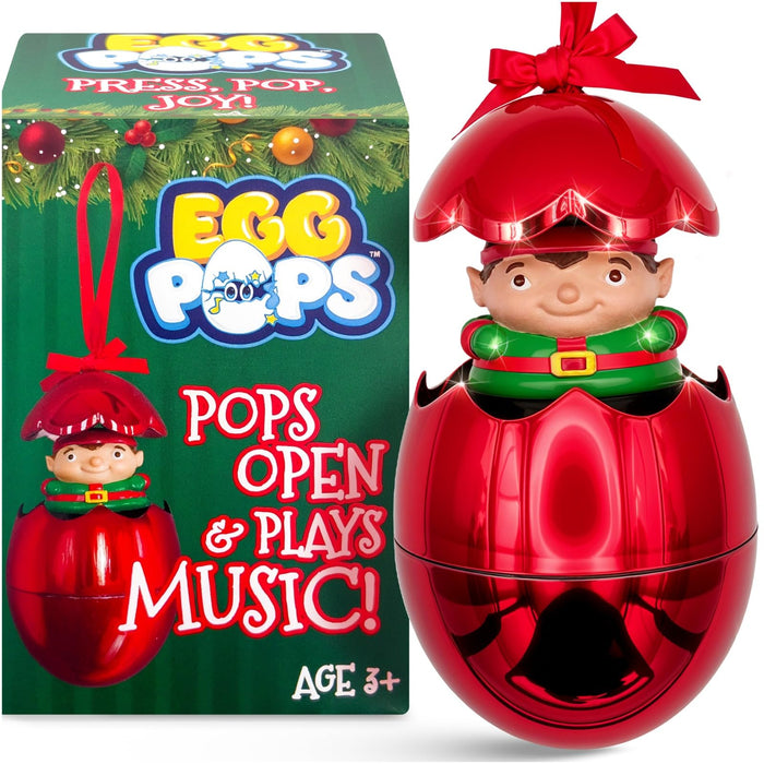 Christmas Tree Ornament Egg, Pop & Play Christmas Ball Ornament is the Best 2024 Christmas Ornament, Holiday Decor, White Elephant Gifts, Plays Jingle Bells, Christmas Decoration For Kids (Elf)