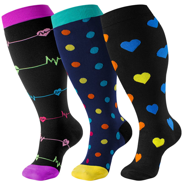 cerpite Plus Size Compression Socks Wide Calf for Women & Men 20-30 mmhg-Extra Wide Calf Knee High Support Socks for Nurse