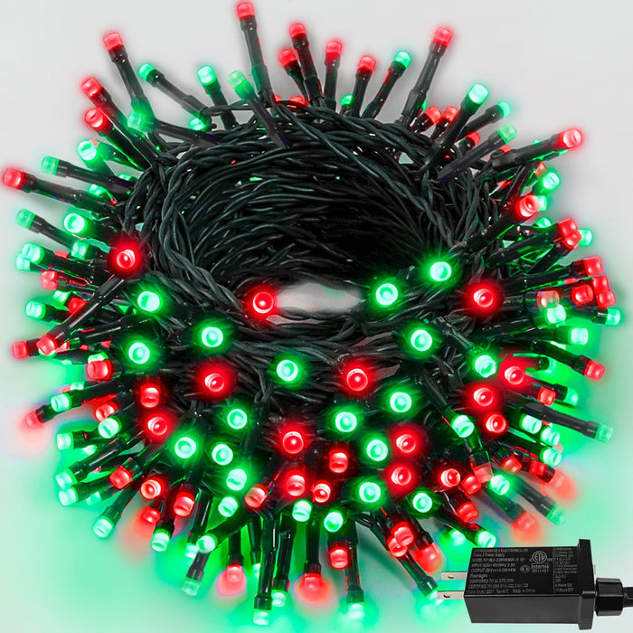 82FT 200 LED Red Green Christmas Lights Outdoor/Indoor, Timer & Memory Function & 8 Modes, Extendable Green Wire, Waterproof Fairy String Lights for Xmas Tree Holiday Party Garden Yard (Red & Green)