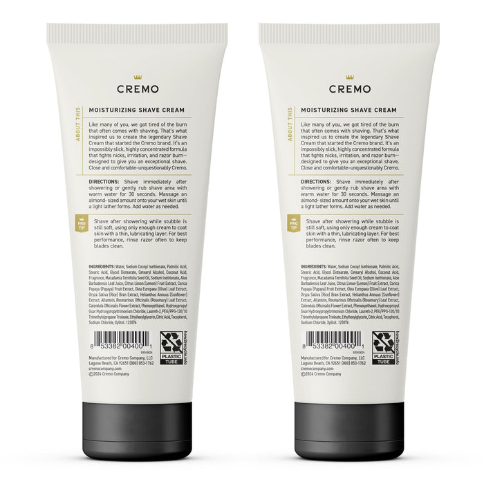 Cremo Shaving Cream Mens, Astonishingly Superior Ultra-Slick Shaving Cream for Men, Fights Nicks, Cuts And Razor Burn, 6 Fl Oz (2 Pack)