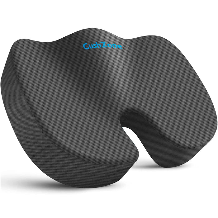 CushZone Seat Cushion, Office Chair Cushions, Car Seat Cushion, Non-Slip Sciatica & Back Coccyx Tailbone Pain Relief Chair Pad, Memory Foam Butt Pillow for Computer Desk, Wheelchair, Driving (Grey)