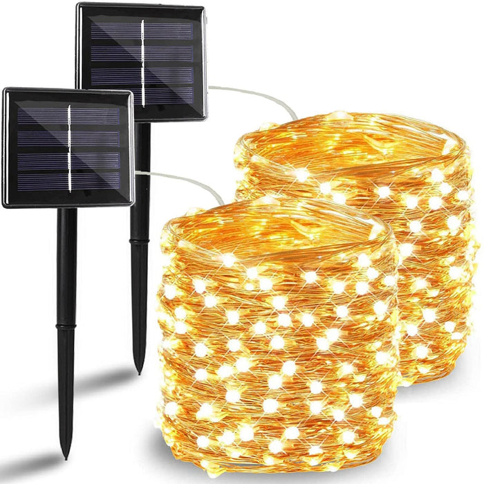 Solar String Lights Outdoor, 2 Pack 144FT 400 LED Solar Christmas Twinkle Lights Outside Waterproof Copper Wire with 8 Modes Solar Fairy Lights for Garden Tree Birthday Christmas Decor(Warm White)