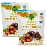 Happy Village Organic Dates Pitted, No Sugar Added Dried Dates Fruit, 40 OZ (2 Packs of 20 OZ) - Kosher, Non-GMO, Unsweetened, Vegan Sun-Dried Dates