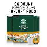 Starbucks K-Cup Coffee Pods, Starbucks Blonde Roast Coffee, Veranda Blend for Keurig Brewers, 100% Arabica, 4 boxes (96 pods total)