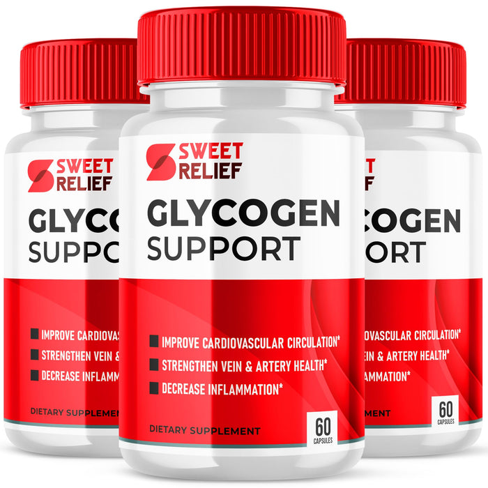 (3 Pack) Sweet Relief Glycogen Support Capsules, Sweet Relief Blood Vessel Cleaner Supplement, Glycogen Support Sweet Relief Advanced Formula SweetRelief Capsules for Men Womens Health (180 Capsules)