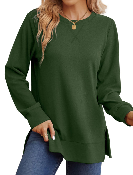 Saloogoe Sweatshirt for Women Long Sleeve Fall Outfits Christmas Tops Sweaters Green L