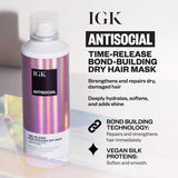 IGK ANTISOCIAL Bond-Building Dry Hair Mask, overnight dry hair mask for damaged hair, revive healthy hair, hair treatment, product for hair breakage, vegan protein treatment 5 Oz