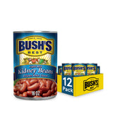 BUSH'S BEST 16 oz Light Red Kidney Beans, Canned Beans, Kidney Beans Canned, Source of Plant Based Protein and Fiber, Low Fat, Gluten Free, (Pack of 12)