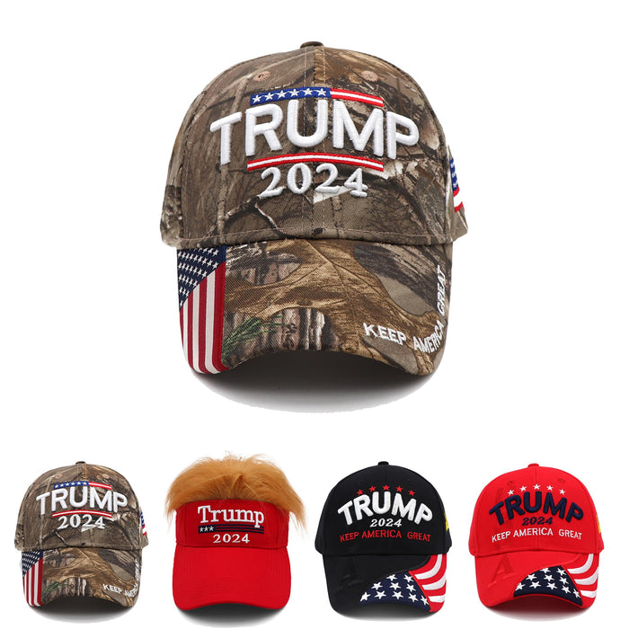 Trump Hat 2024 MAGA Hat Embroidered Keep America Great Donald Trump Slogan USA Adjustable Camo Baseball Cap for Woman Men