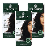 Herbatint Permanent Haircolor Gel, 2N Brown, Alcohol Free, Vegan, 100% Grey Coverage - 4.56 oz (3 Pack)