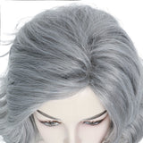 Koonfan Short Wavy Sliver Gray Grandma Wig Old Lady Wig Halloween Costume Cosplay Women Wigs