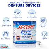 Secure Denture Cleansing Tablets, Cleans and Refreshes, 32 Tabs (Pack of 2)