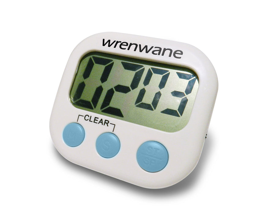 Wrenwane Digital Kitchen Timer (Upgraded), No Frills, Simple Operation, Big Digits, Loud Alarm, Magnetic Backing, Stand, White