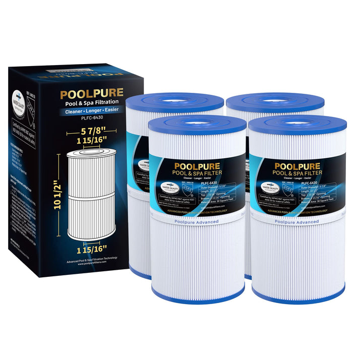 POOLPURE C-6430 Spa Filter Replaces Watkins 31489, Pleatco PWK30, Filbur FC-3915, P/N0969601, 71825, 73178, 73250, 30 sq. ft. Hot Spring Spa Filter 4 PACK