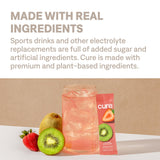 Cure Hydration | Plant-Based Electrolyte Drink Mix | No Added Sugar | Dehydration Relief Powder Made with Coconut Water | Non-GMO | Vegan | FSA & HSA | Pouch of 14 Packets - Blood Orange