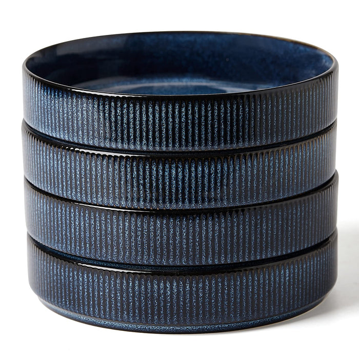 famiware Star 7.5" Pasta Bowls Set, Salad Bowl Set of 4, Double Reactive Glaze, Stackable, Perfect for Your Friend for Housewarming, Thanksgiving, Christmas, Nebulas Blue