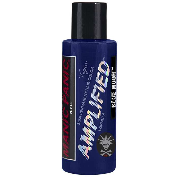 MANIC PANIC Blue Moon Hair Color - Amplified - Semi-Permanent Hair Dye - Bright Cool True Blue Color - Vegan, PPD & Ammonia-Free - For Coloring Hair on Women & Men
