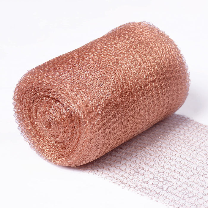 YAGJIA 5” x 32 ft, 100% Pure Copper Mesh for Distilling, Knitted Copper Mesh Roll, Double Layer Fabric Wool Hole Filler Used for Garden and House