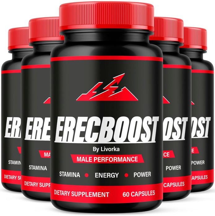 (5 Pack) Erecboost Capsules, All Natural Advanced Formula, 300 Capsules