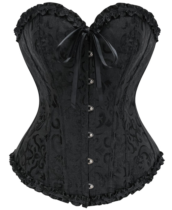 SZIVYSHI 14-Bone Overbust Corset Top - Black - Medium
