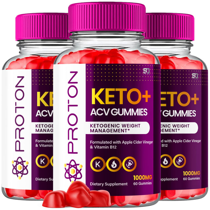 (3 Pack) Proton Protein Keto ACV Gummies Advanced Weight Loss 1000 MG, Proton Keto ACV Gummies Keto + ACV Apple Cider Vinegar Supplement Pure Proton Keto+ACV Vitamin B12 B6 Beet Root (180 Gummies)