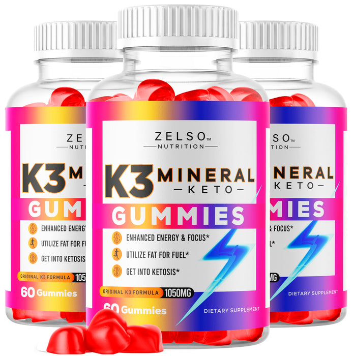 (3 Pack) K3 Mineral Keto Gummies - Keto K3 Mineral Weight Loss Gummies, K3 Mineral Fat Blocker for Men and Women - K3 Vitamin Supplement, Keto ACV Gummies K3 Mineral - 180 Gummies for 3 Months