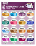 Maud's Super Flavored Coffee Pods Variety Pack, 80 ct | 16 Assorted Coffee Flavors | 100% Arabica Medium Roast Coffee | Solar Energy Produced Recyclable Pods Compatible with Keurig K Cups Maker