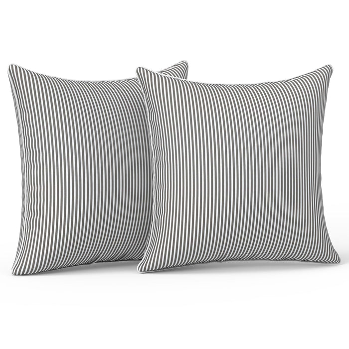 LVTXIII Outdoor/Indoor Throw Pillows, Decorative Patio Accent Pillows, Fluffy Water Repellent Garden Cushions for Home Patio Coach Sofa Use, 18×18 Inch, Pack of 2, Strip Grey