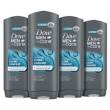 DOVE MEN + CARE Body and Face Wash Clean Comfort 4 Count for Healthier and Stronger Skin Effectively Washes Away Bacteria While Nourishing Your Skin, 18 oz