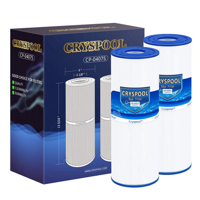 Cryspool® 04075 Filter Compatible with C-4950, PRB50-IN, FC-2390, Guardian 413-212-02, J200 Series Filter, 03FIL1600, 373045, Cal Spa Hot Tub Filter, 50 Sq. Ft Spa Filter Cartridge, 2 Pack