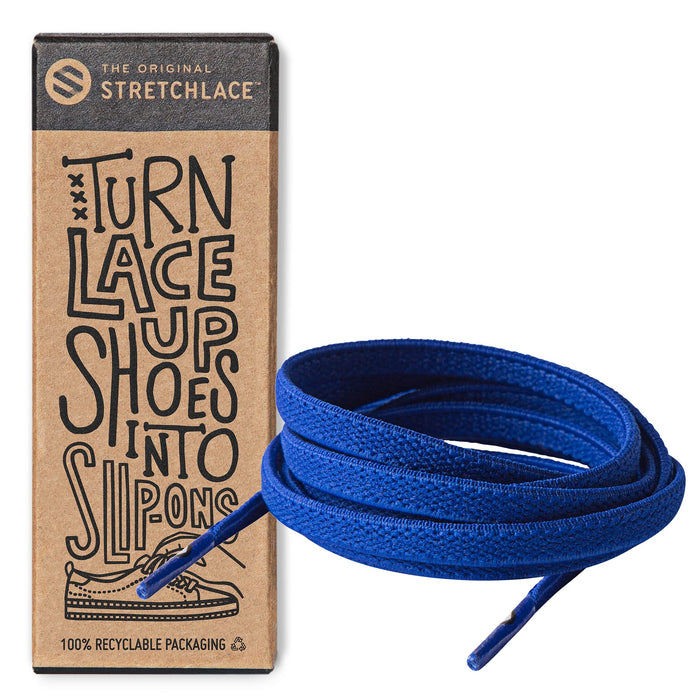 THE ORIGINAL STRETCHLACE - Flat Elastic Shoelaces, Stretch Shoe Laces for Adult Sneakers, Stylish Shoe Laces for Elderly, Kids, and People with Special Needs, Royal Blue, 55in